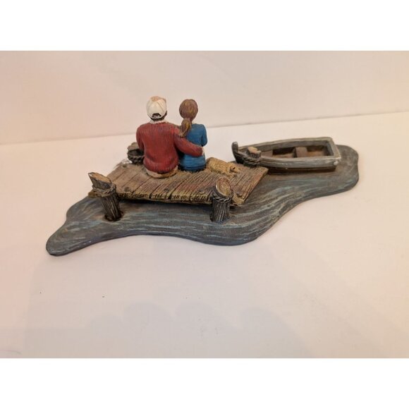 Vintage Collections Etc Figurine Couple On Dock Rowboat Dog Hand-Painted Resin 0 - Picture 5 of 7